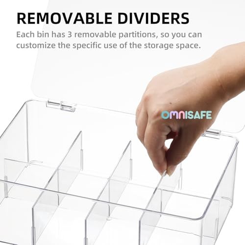 Divided Clear Plastic Organizer Bin with Hinge Lid, 8 Sections Tea Bag Two