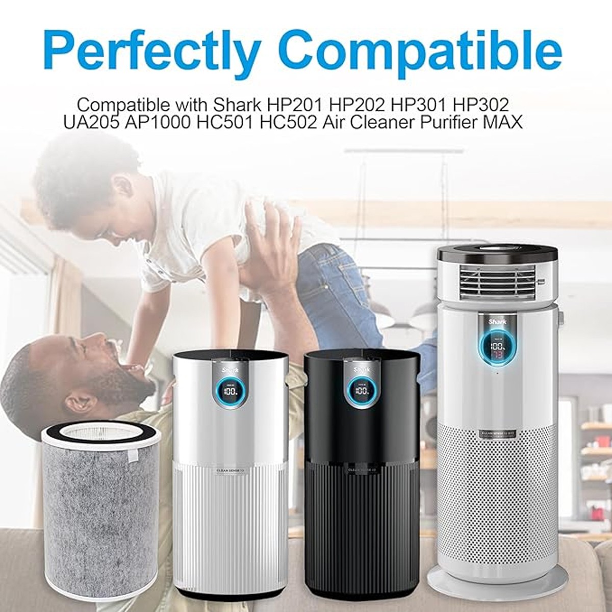 1 pcs HP202 Replacement Filter Compatible with Shark Air Purifier HE2FKBASMB