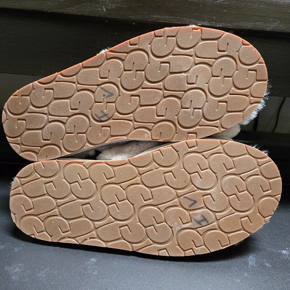 UGG Abela Gray Genuine Shearling Flip Flop