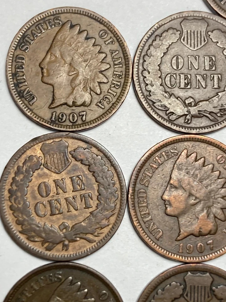 50 1907 INDIAN HEAD PENNY ROLL GOOD/BTR. /FINE CONDITION READABLE DATES NO JUNK