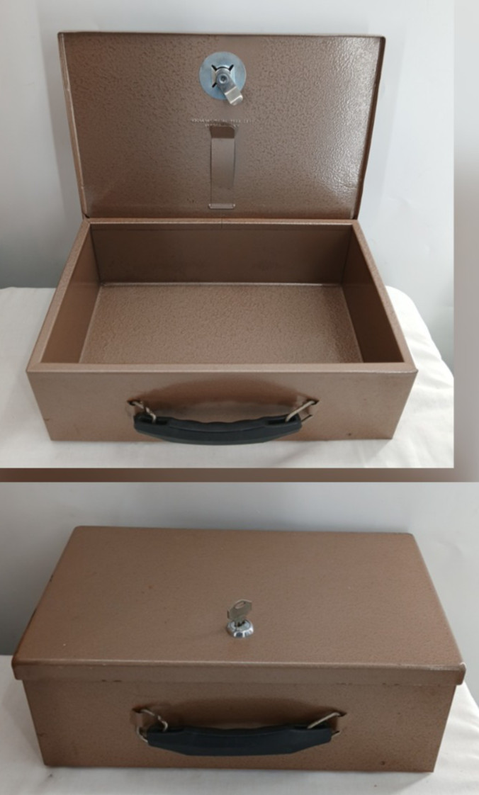 Rockaway Metal Security Lock Box Safe 12.5 x 8 x 4.5 W/ Key VALUABLES CASH DOCS