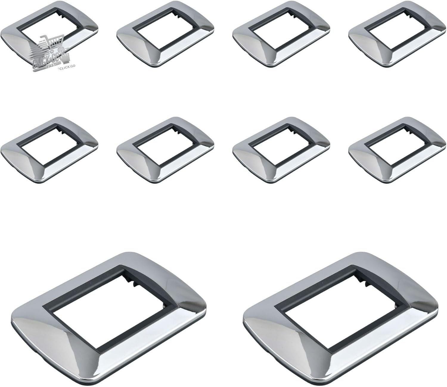 10 Oval Plates 3 Modules Compatible Bticino Livinglight Polished Chrome 503 MBL