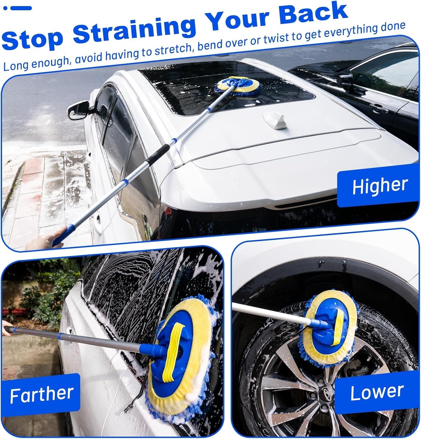 Comprehensive Car Care Kit - Adjustable 62" Mop Brush & Extra Microfiber Head
