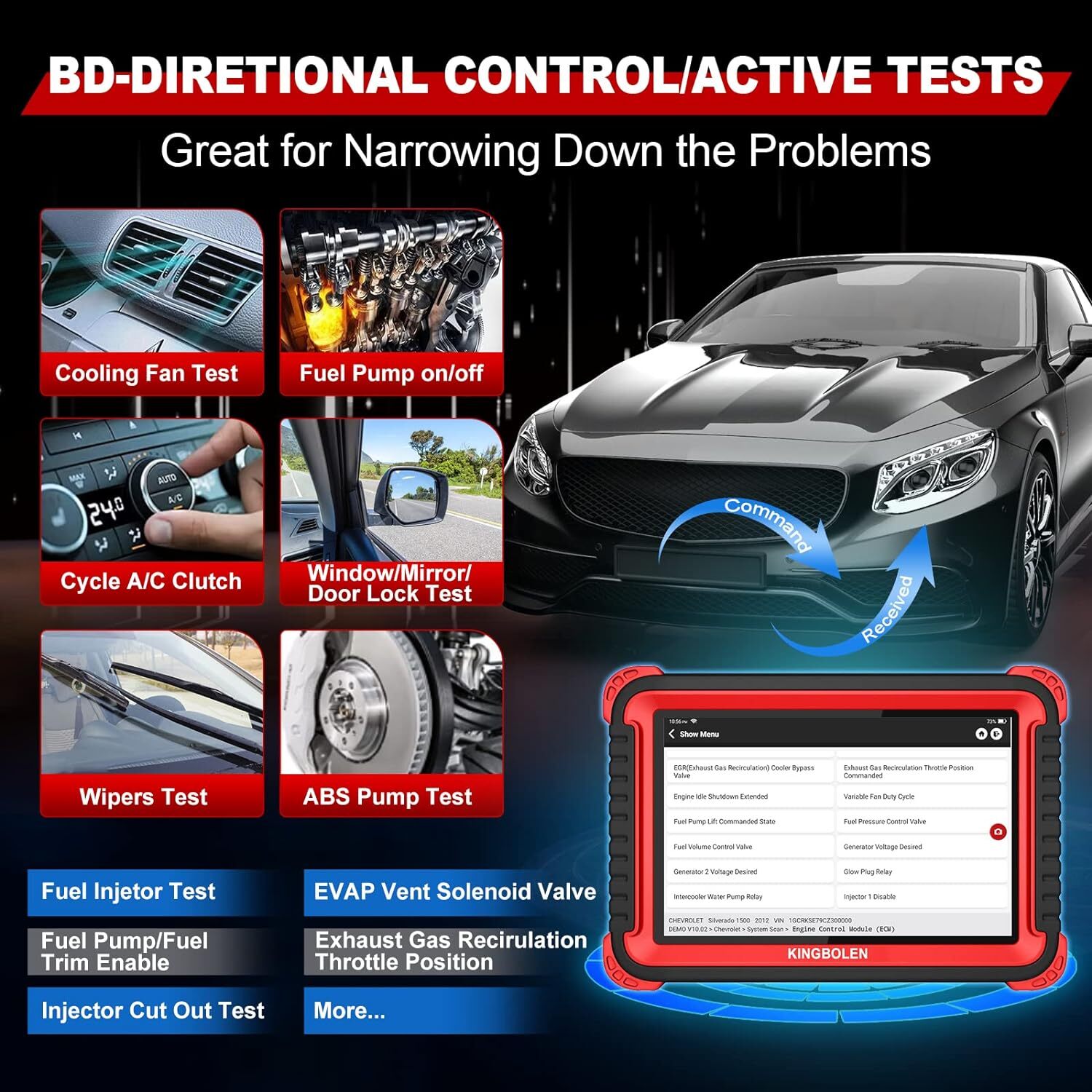 KINGBOLEN K8 Auto Bidirectional Full System Diagnostic Scanner Tool ECU Coding