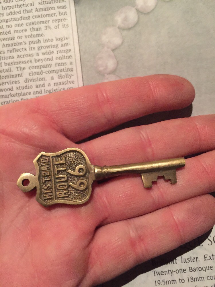 Route 66 Collector Key Highway Interstate Road BRASS Car Truck Auto Americana US
