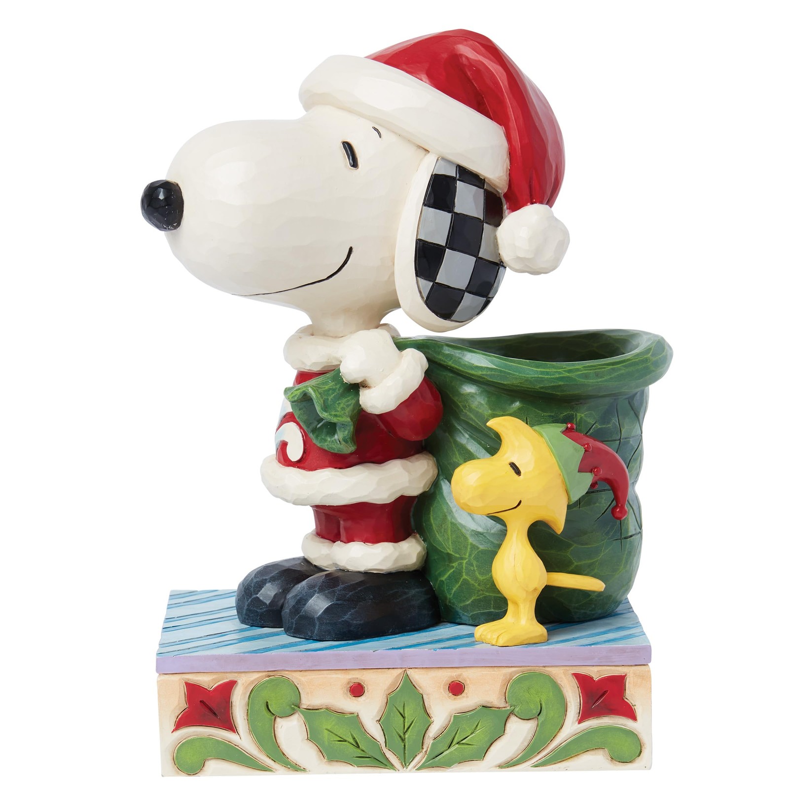 Enesco Peanuts by Jim Shore Santa Snoopy and Elf Woodstock Christmas Figurine- S
