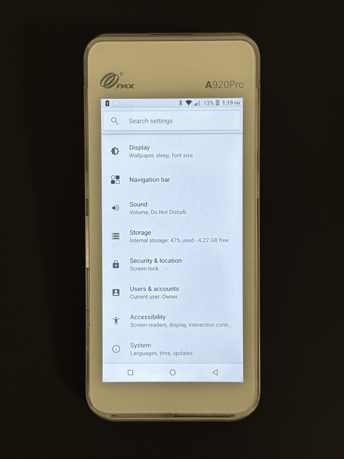 Card Reader PAX A920 Pro Smart Mobile Tablet Terminal Wireless LOCKED Powers On