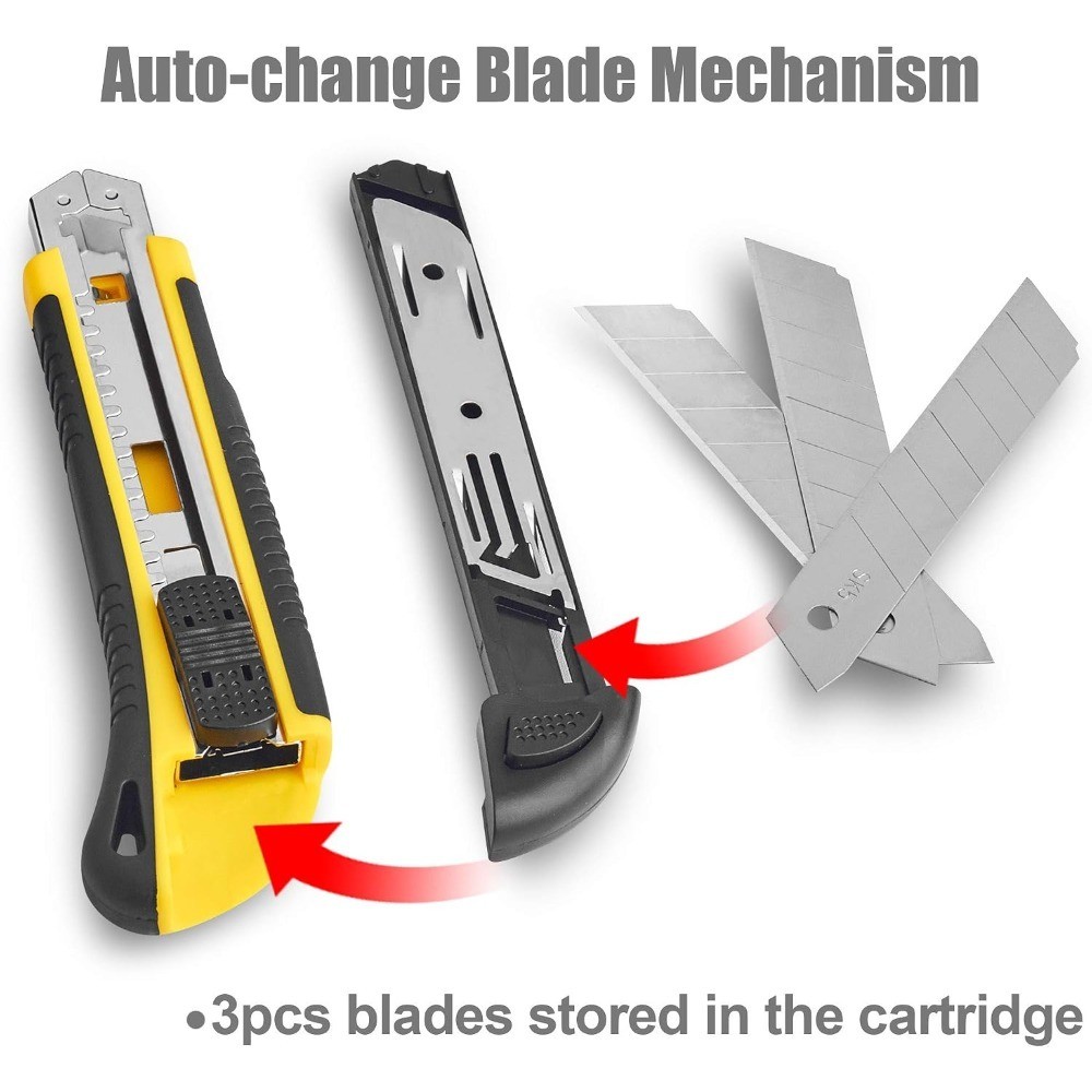 Utility Knife Box Cutter Retractable Self Loading Heavy Duty Snap Off Quick