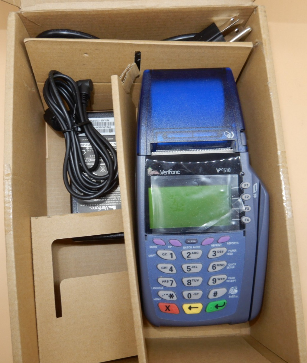 VERIFONE Vx510 CREDIT CARD TERMINAL in original box, used