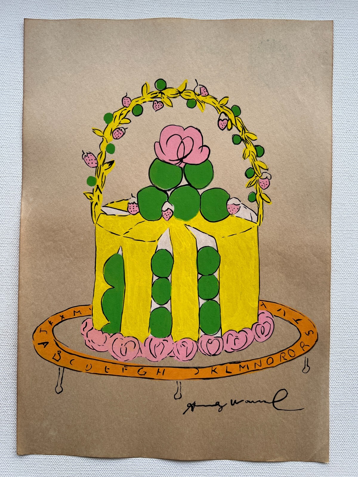 Andy Warhol Drawing on paper (Handmade) signed and stamped mixed media Art.