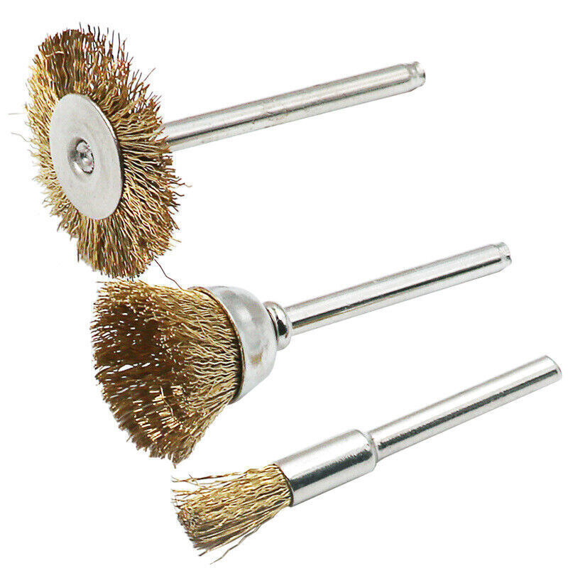 15pcs Wire Brass Brush Brushes Wheel Set Dremel Accessories for Rotary Tools