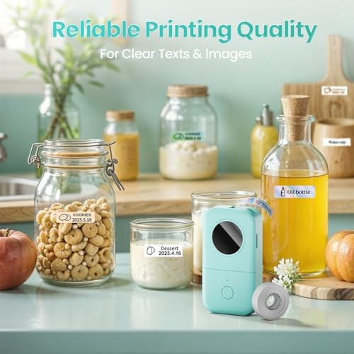 Label Maker, D30 Portable Bluetooth Label Maker Machine + 1 Label Tape Green