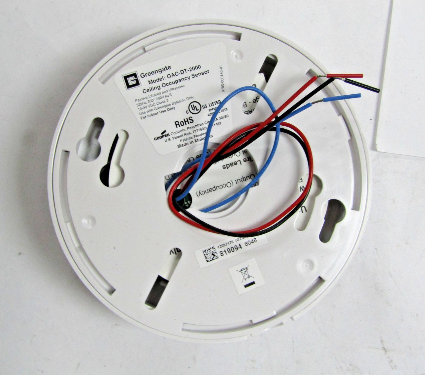 🙌 NEW GREENGATE 360° CEILING OCCUPANCY SENSOR 2000 SQ. FT. 30VDC OAC-DT-2000