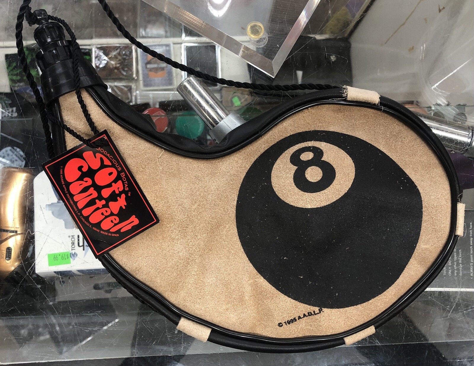 Vintage Bodacious Boda Suede Leather Water Canteen 1995 Eight Ball