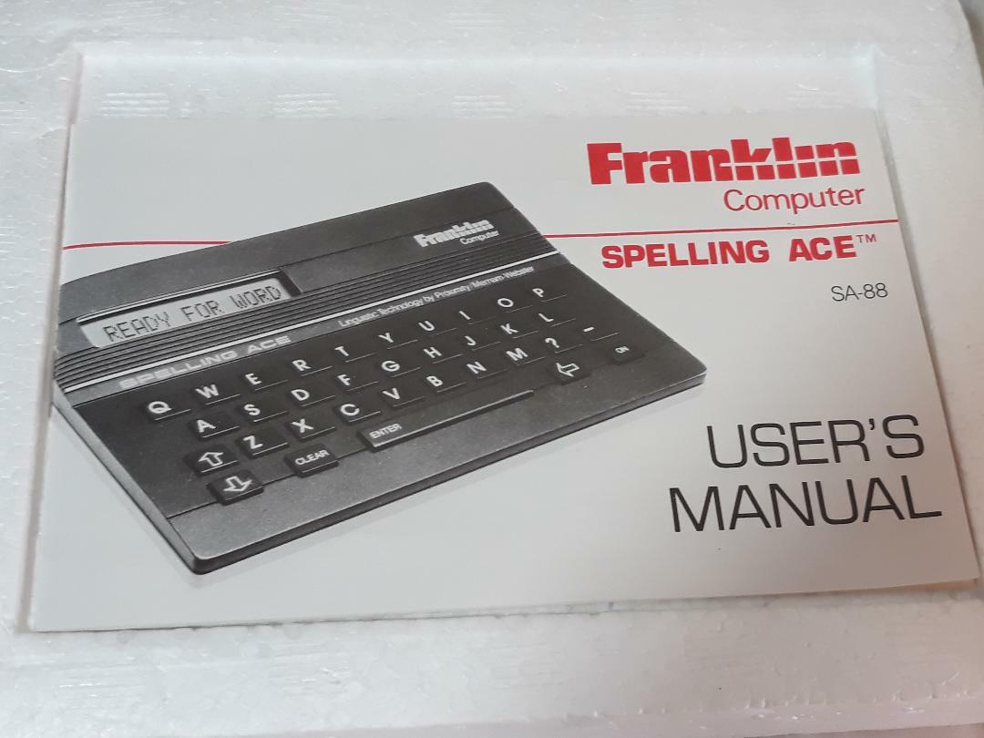 Vintage 1986 Franklin Computer Spelling Ace Model SA-88 Manual & Box TESTED