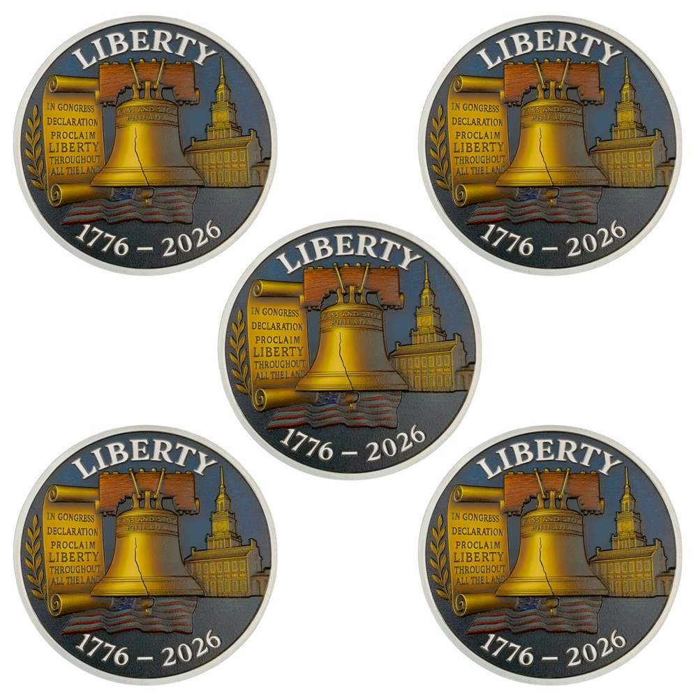 5 PCS 2026 US 250th Anniversary Silver Coin Liberty Bell Eagle Independence Day