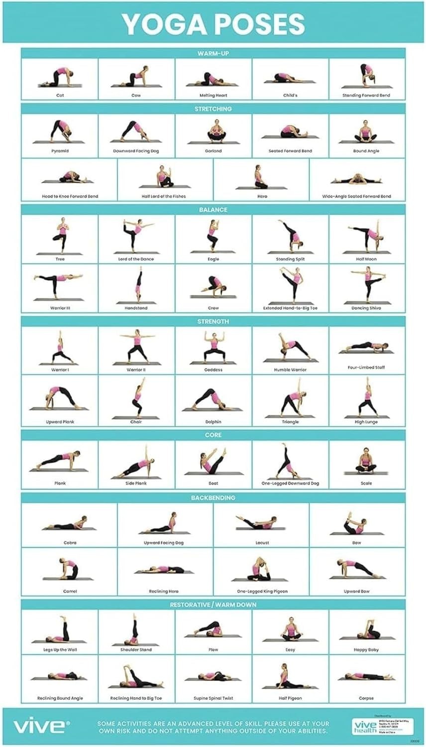 Yoga Poses for Beginners and Experts - Mat Exercise Home Gym Workout Accessories