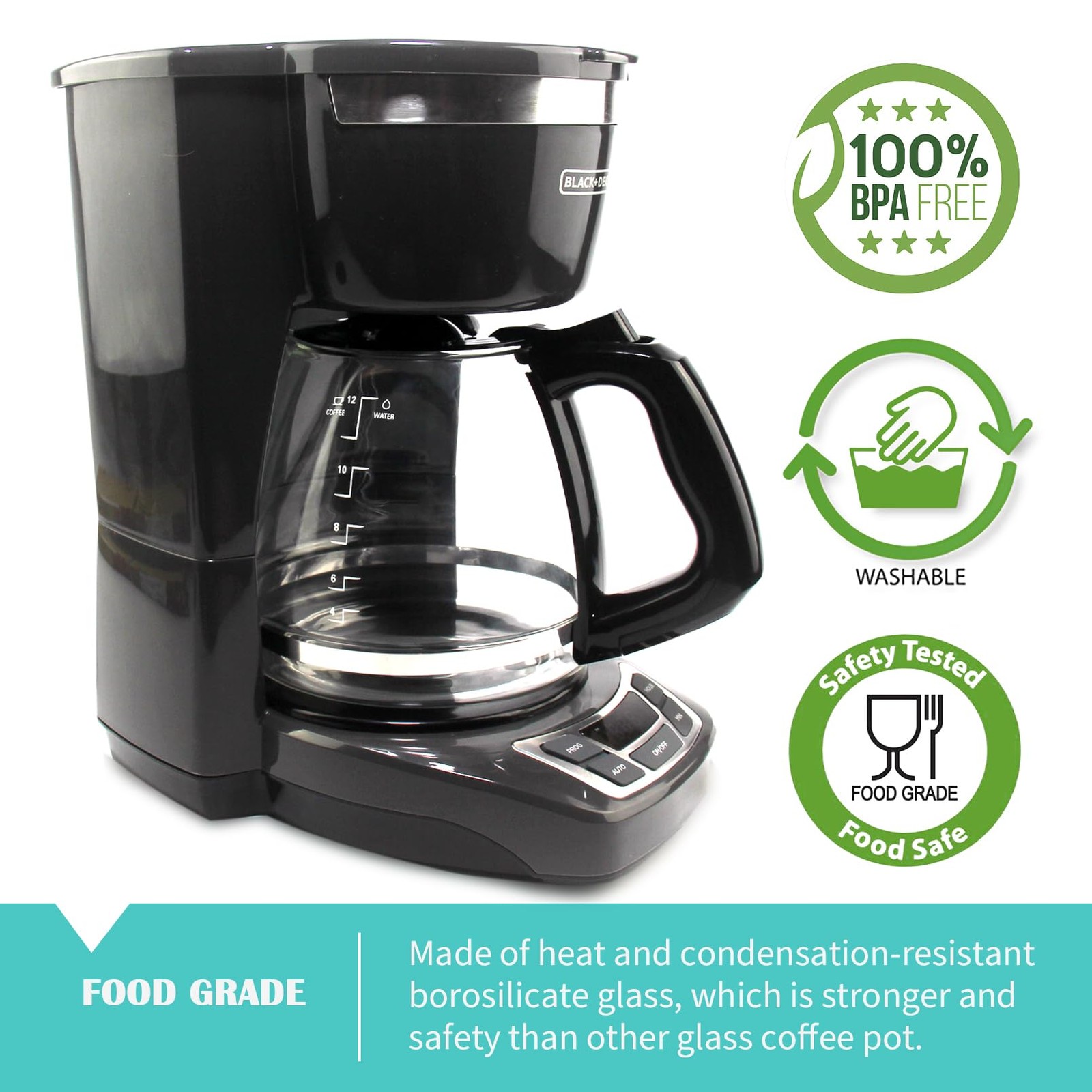 12-Cup Replacement Carafe for Black and Decker Coffee Maker CM1160B/W