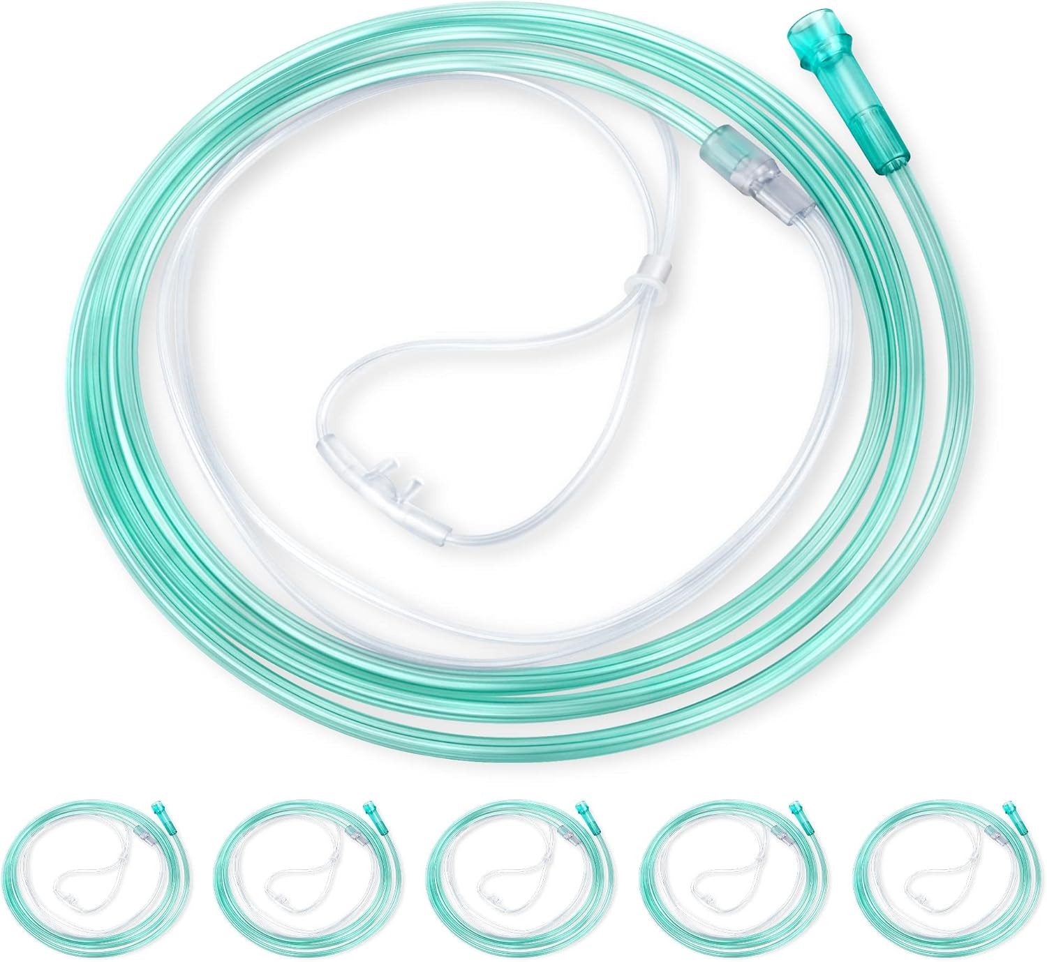 ANSNF Standard Oxygen Nasal Cannula for Adult - 7 ft, Soft 5pack-7Ft, Green