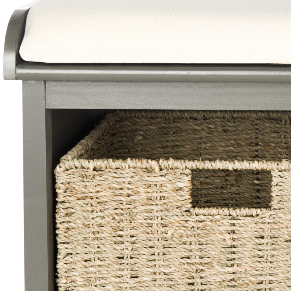 SAFAVIEH Lonan Wicker Storage Bench | Grey |