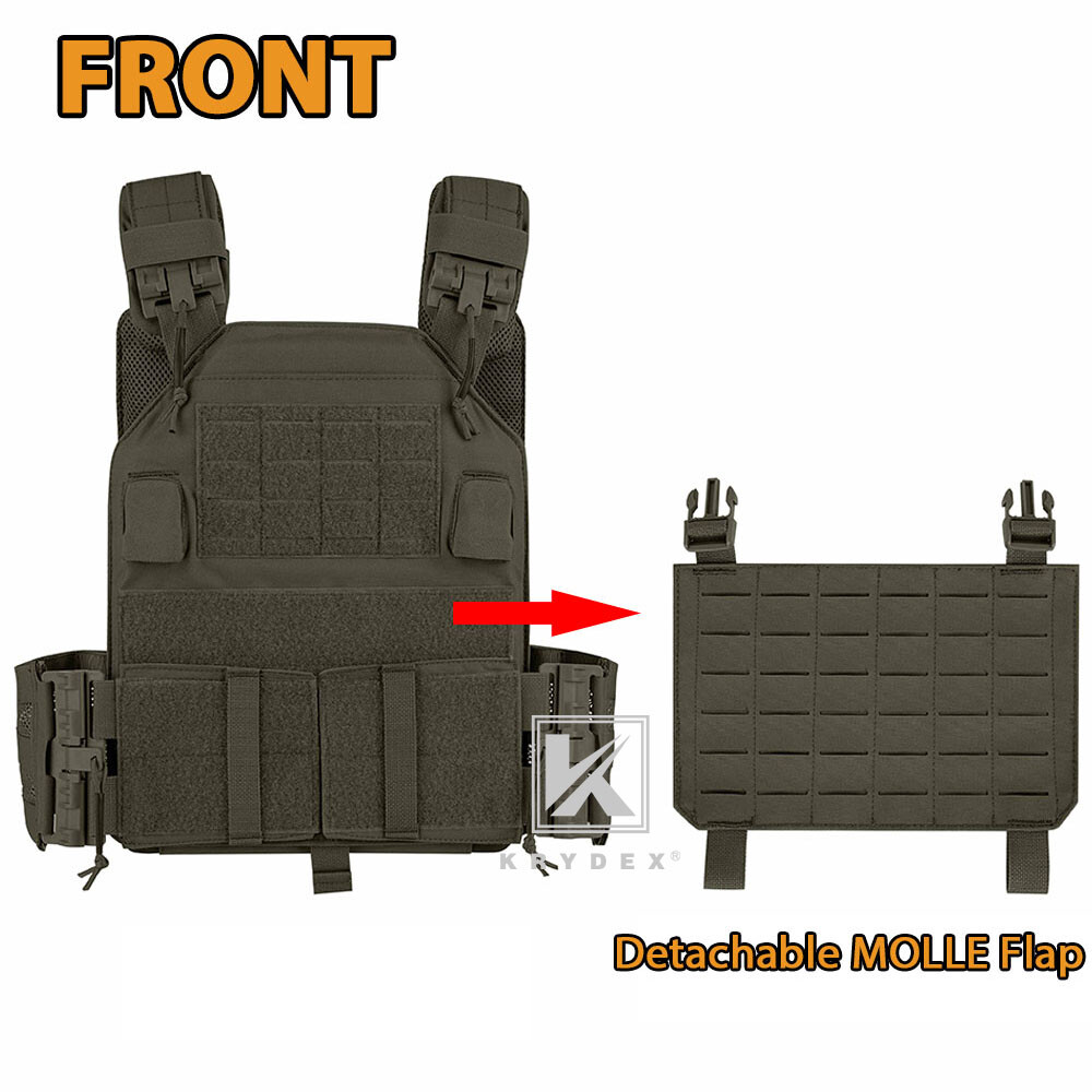 KRYDEX Tactical Plate Carrier Quick Release MOLLE Panel with Clip Ranger Green