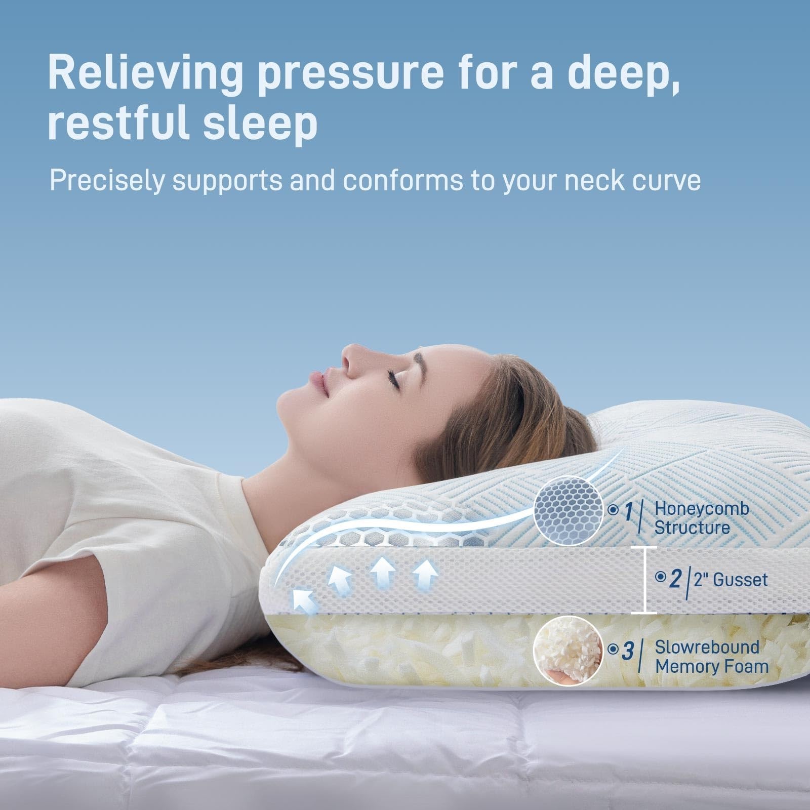 Alkyonos Shredded Memory Foam Cooling Soft Bamboo Viscose Pillow Queen Size, ...