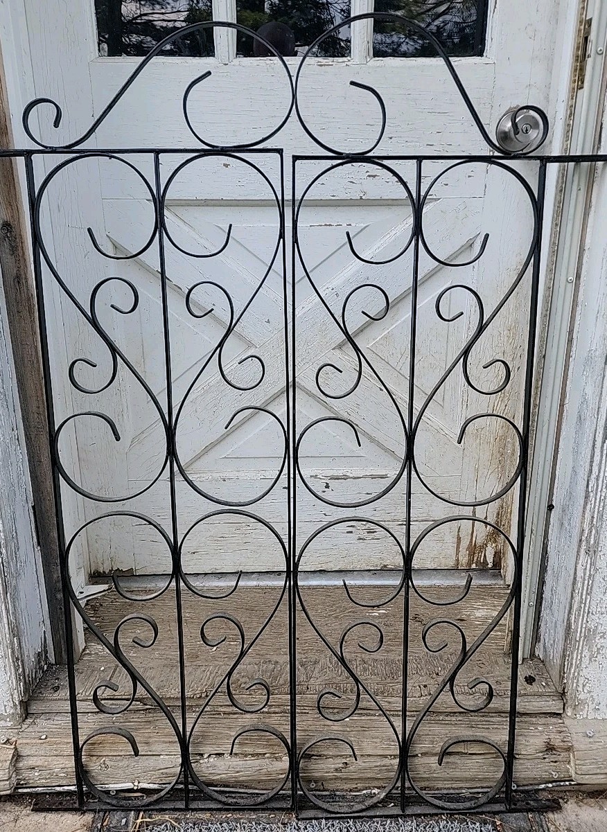 Vintage 1890s Wrought Iron Heart-shaped Design Swinging Doors For Entryways