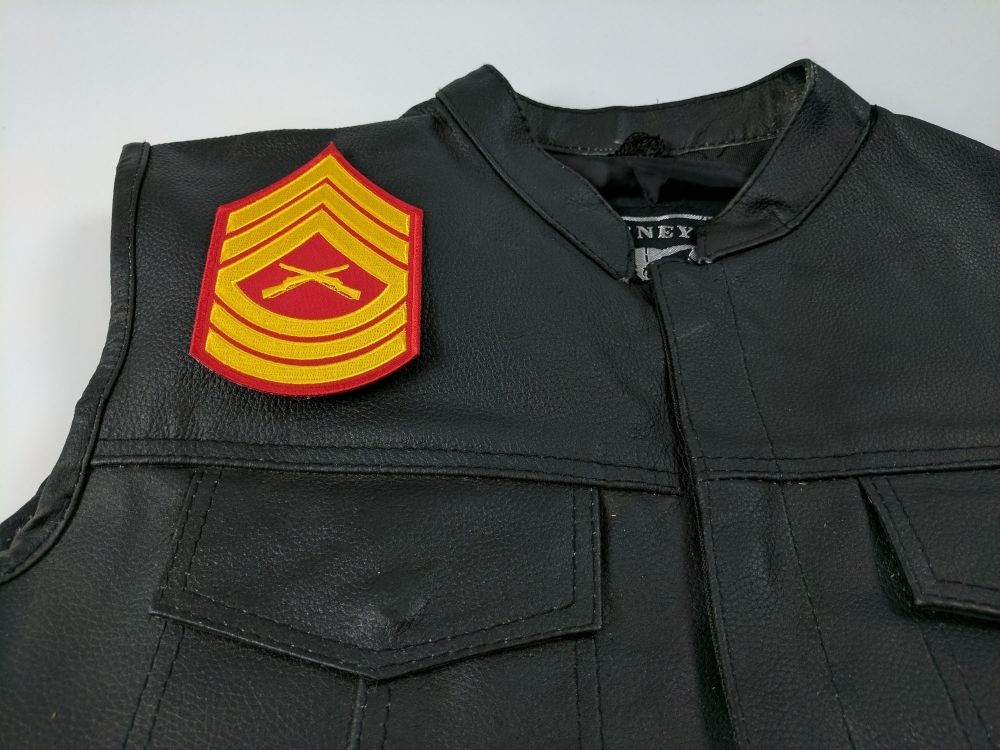 US Marine Corps MASTER SERGEANT Patch Jacket Biker Vest E-8 Chevron USMC MSgt