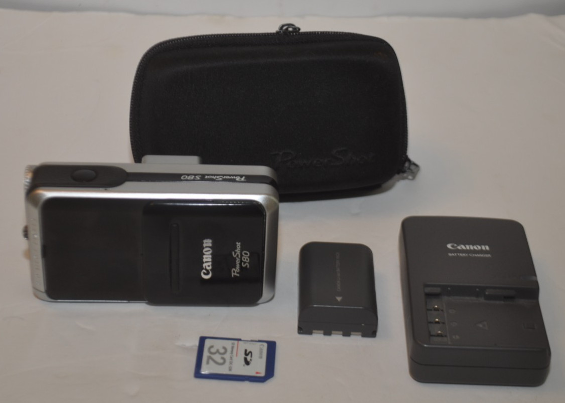 Canon PowerShot S80 8MP Digital Camera w/ Battery, 32GB SD, Charger TESTED✅️