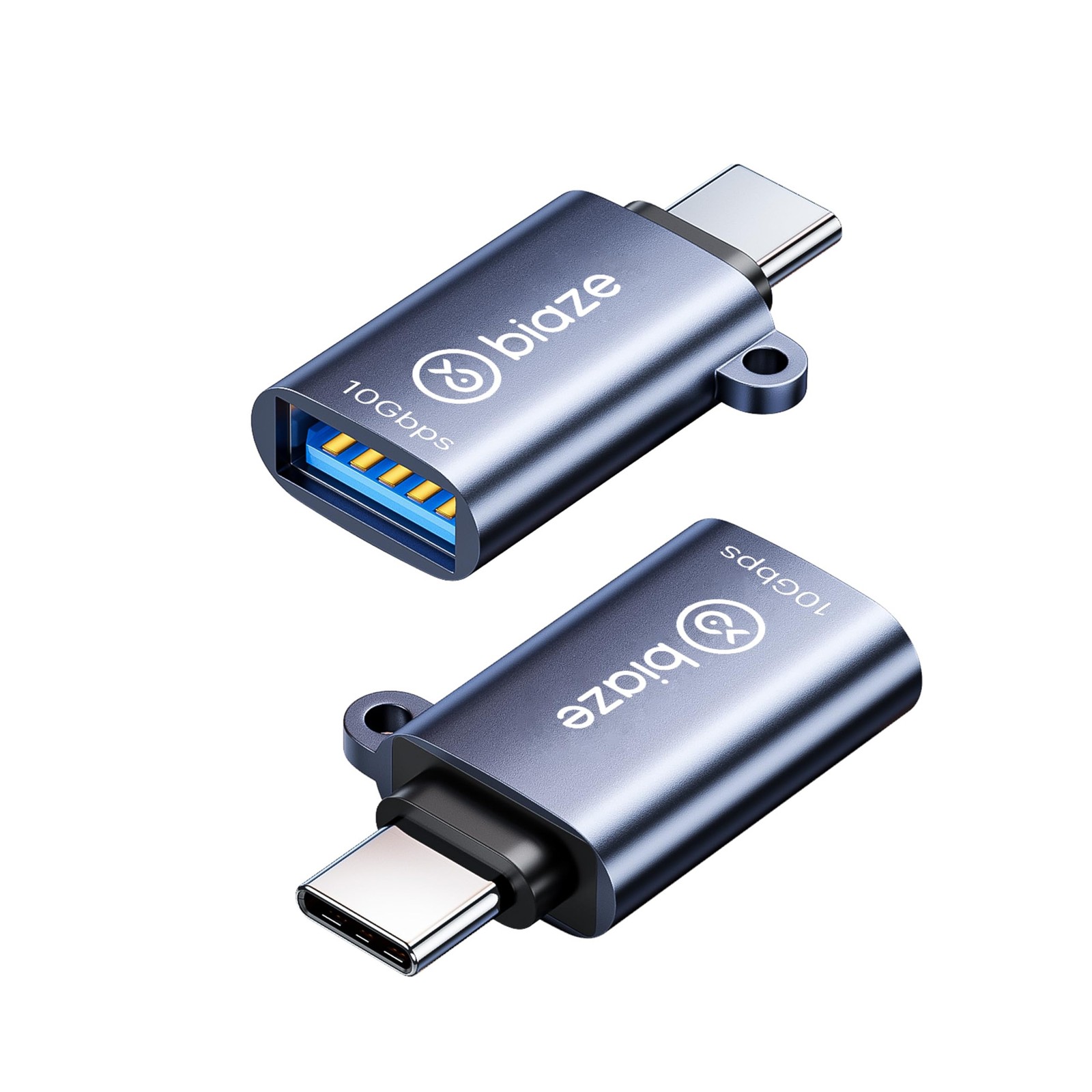 biaze USB C to Adapter 2 Pack, USB-C OTG Connector 10Gbps, Type-C B-Blue