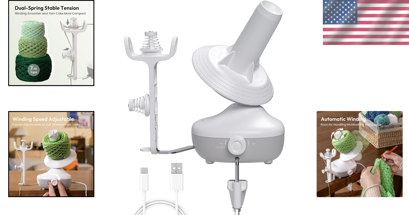 Compact Yarn Winder, Electric Wool Winder for Knitting