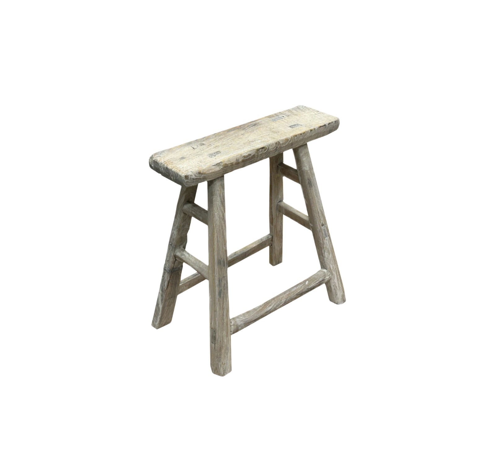 Rustic Raw Rough Wood Grain Rectangle Slim Stool Bench Side Table ws4586