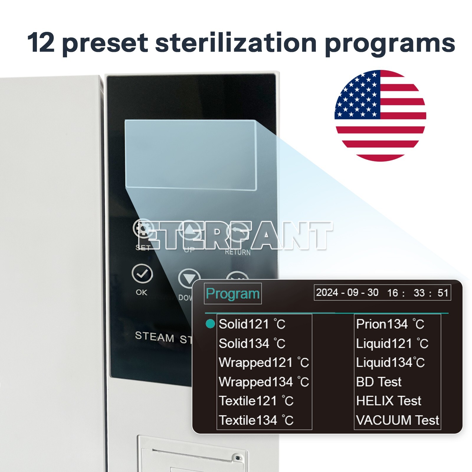 23L Class B Dental Autoclave Vacuum Steam Sterilizer Sterilization+Printer