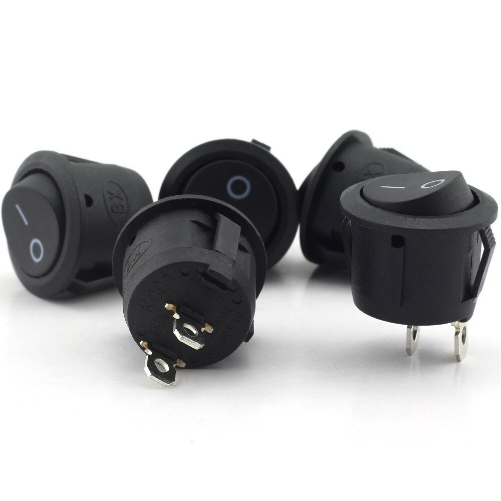 10x Circle Rocker Switches Round Small Mini ON/OFF AC 125V/250V Car/Truck DC 12V