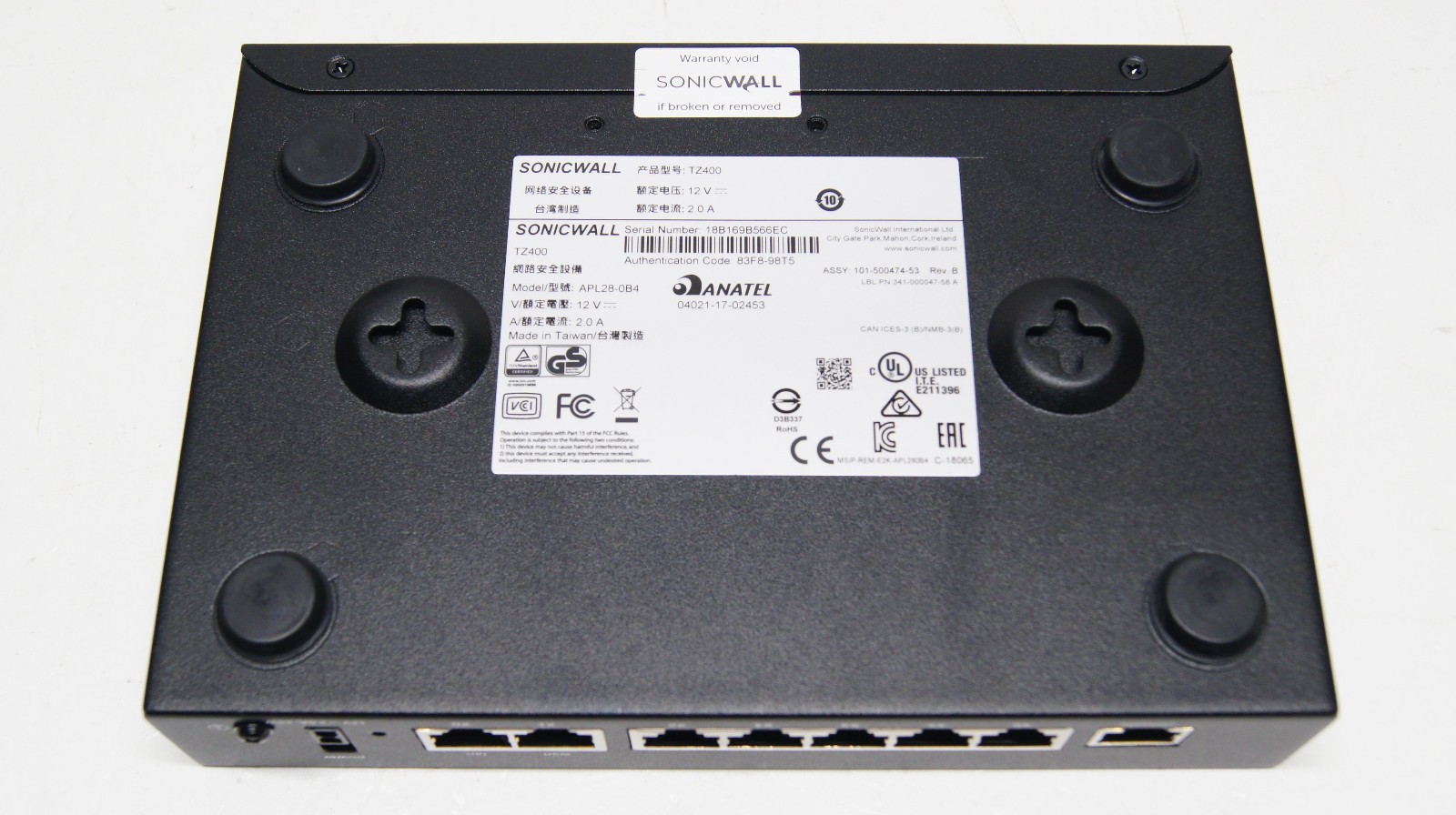 SonicWALL TZ400 Network Security Firewall APL28-0B4 w/ Power Adapter