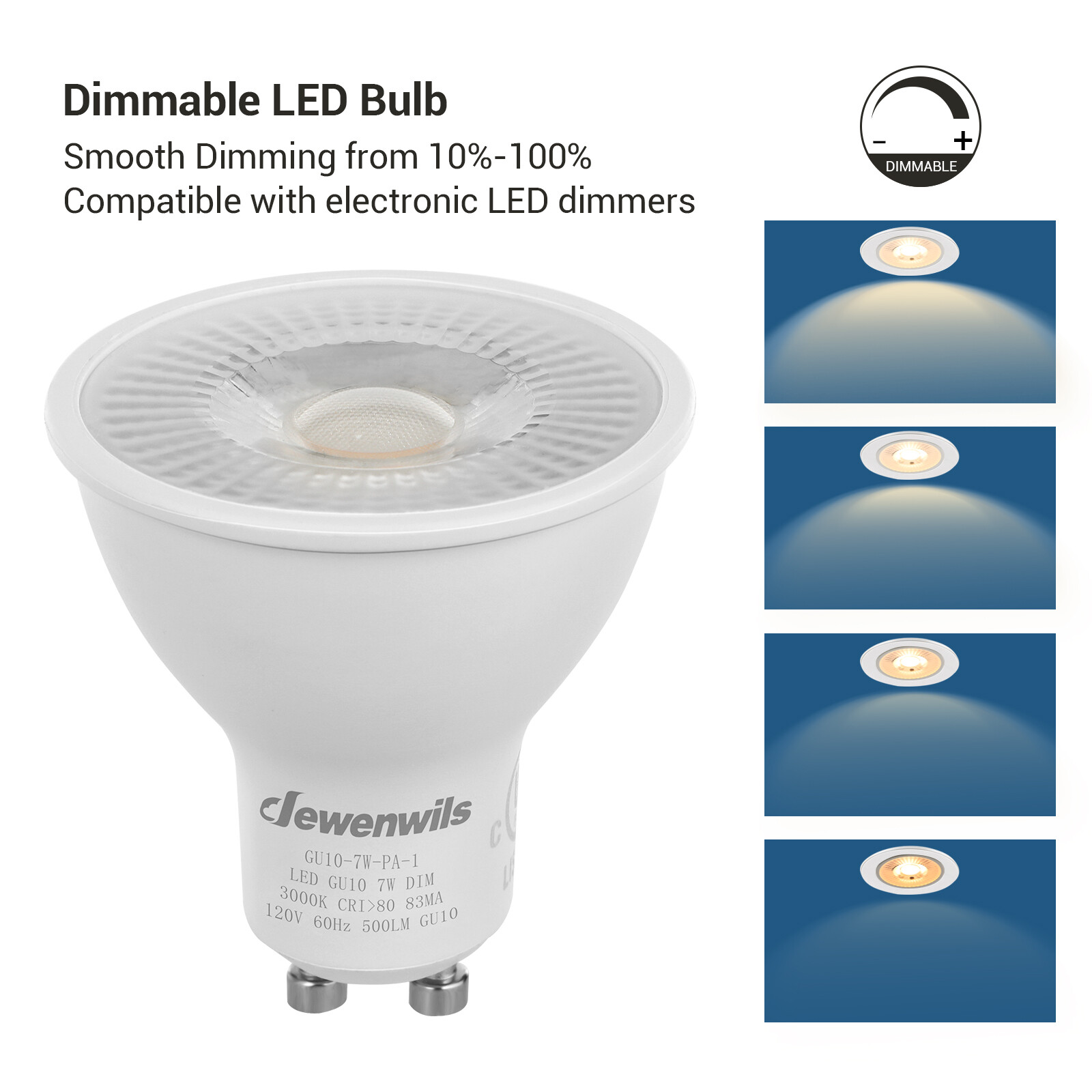 DEWENWILS 6-Pack GU10 LED Dimmable Bulb,Warm White Track Light Bulb,7W LED Bulbs
