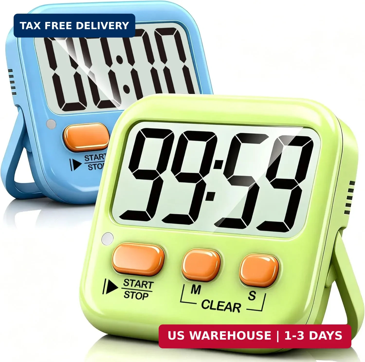 Antonki 2 Pack Digital Timer for Kids, Magnetic Countdown Kitchen Timers for Coo