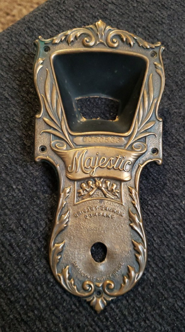Metal Dial Escutcheon from a Majestic Grisby-Grunow Co. Console/Tombstone Radio