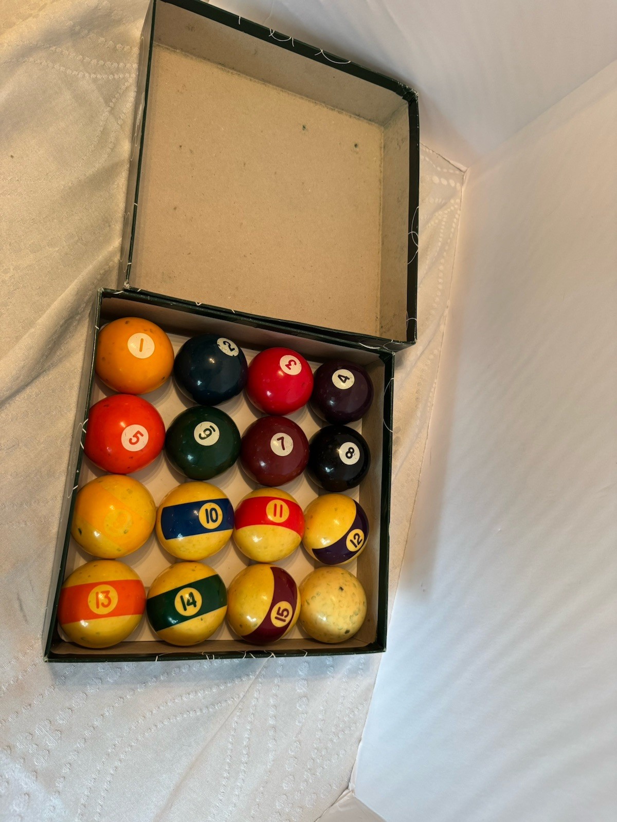 Vintage Belgian Pool Balls Set Original Box Billiards Game Room Decor
