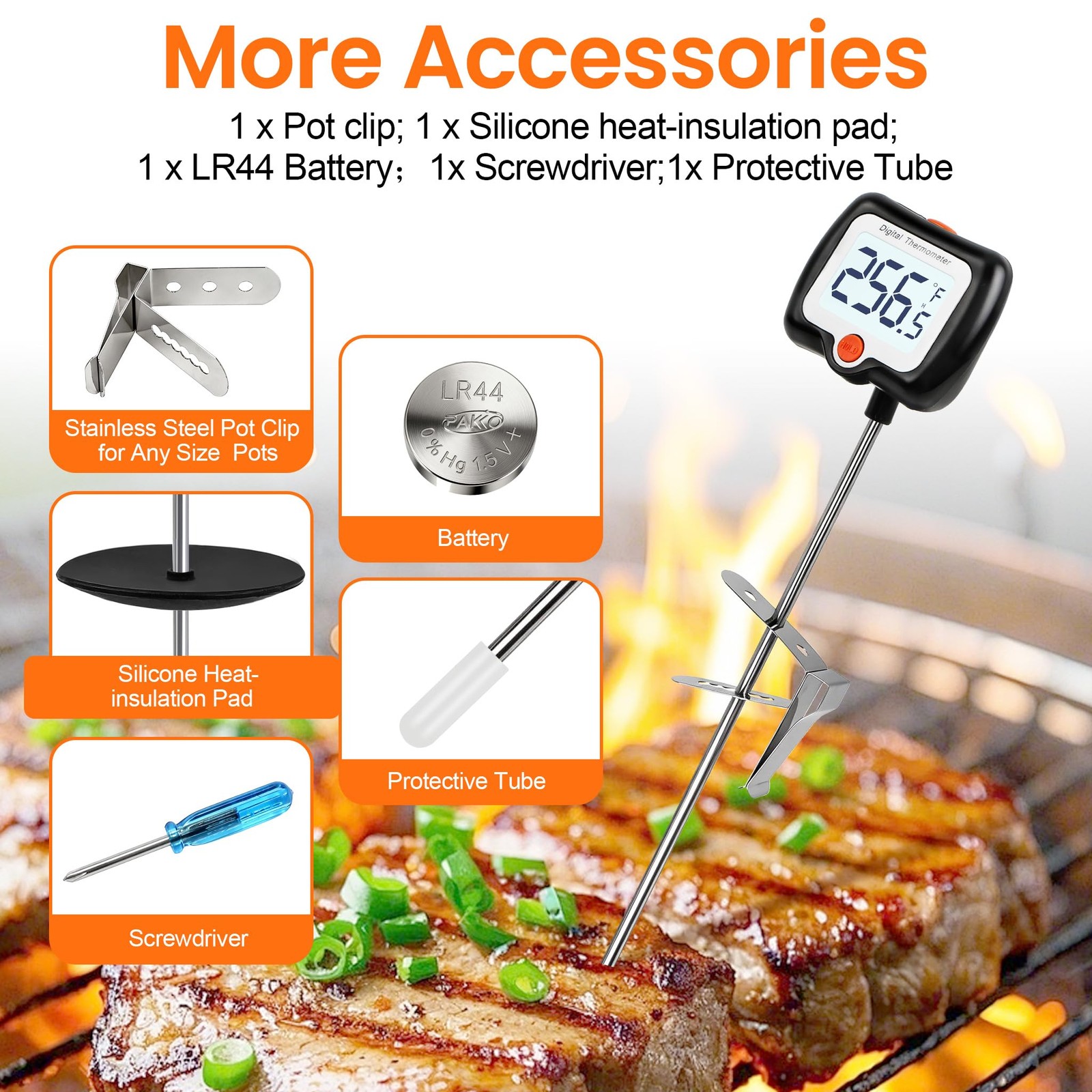 10 Inch Long Digital Candy Thermometer 10 inches, Black