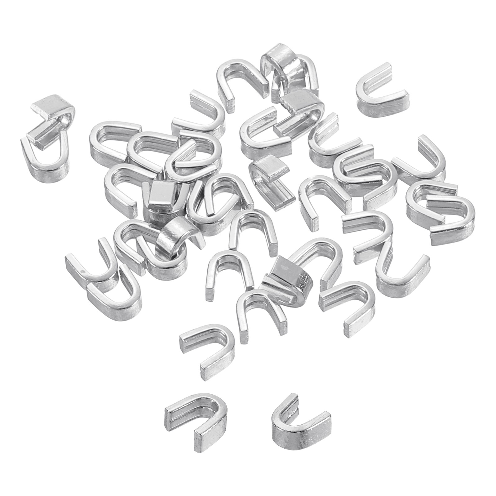 80Pcs #5 U Shape Top Stopper Closed-end Zipper Slider, Silver Tone