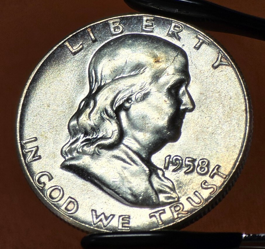 1958 50C Franklin Half Dollar Uncirculated Condition Nice Luster