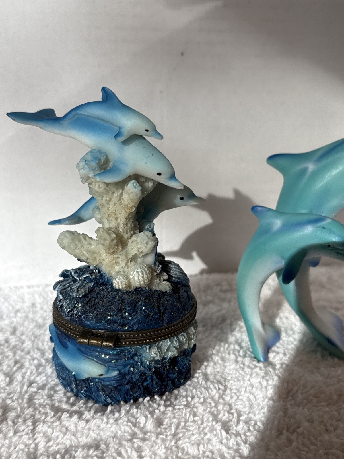 Dolphin Hinged Trinket Box and Figurine Set
