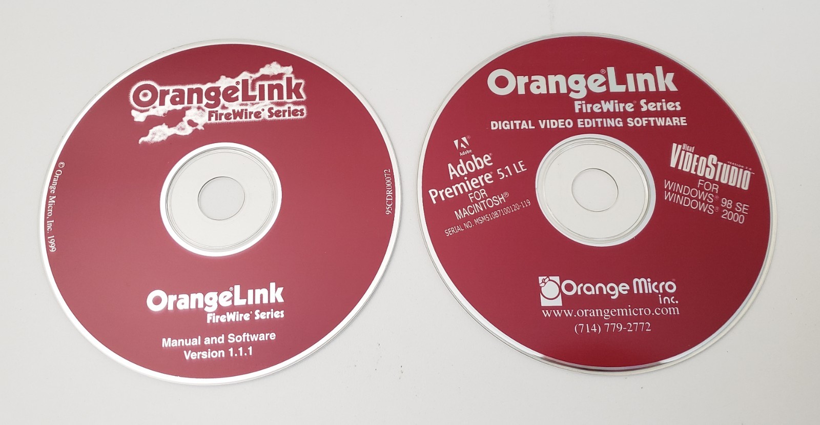 OrangeLink Firewire Series CD Rom Software Version 1.1.1 Mac Adobe Premiere 5.1