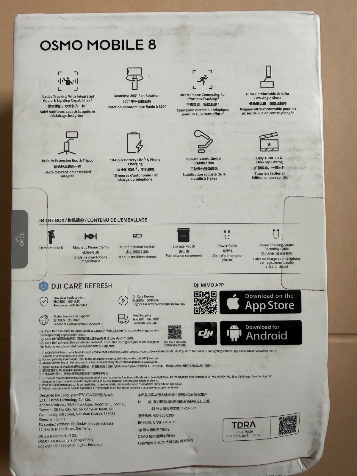 DJI Osmo Mobile 8- Smartphone Stabilizer, Black, New in Box