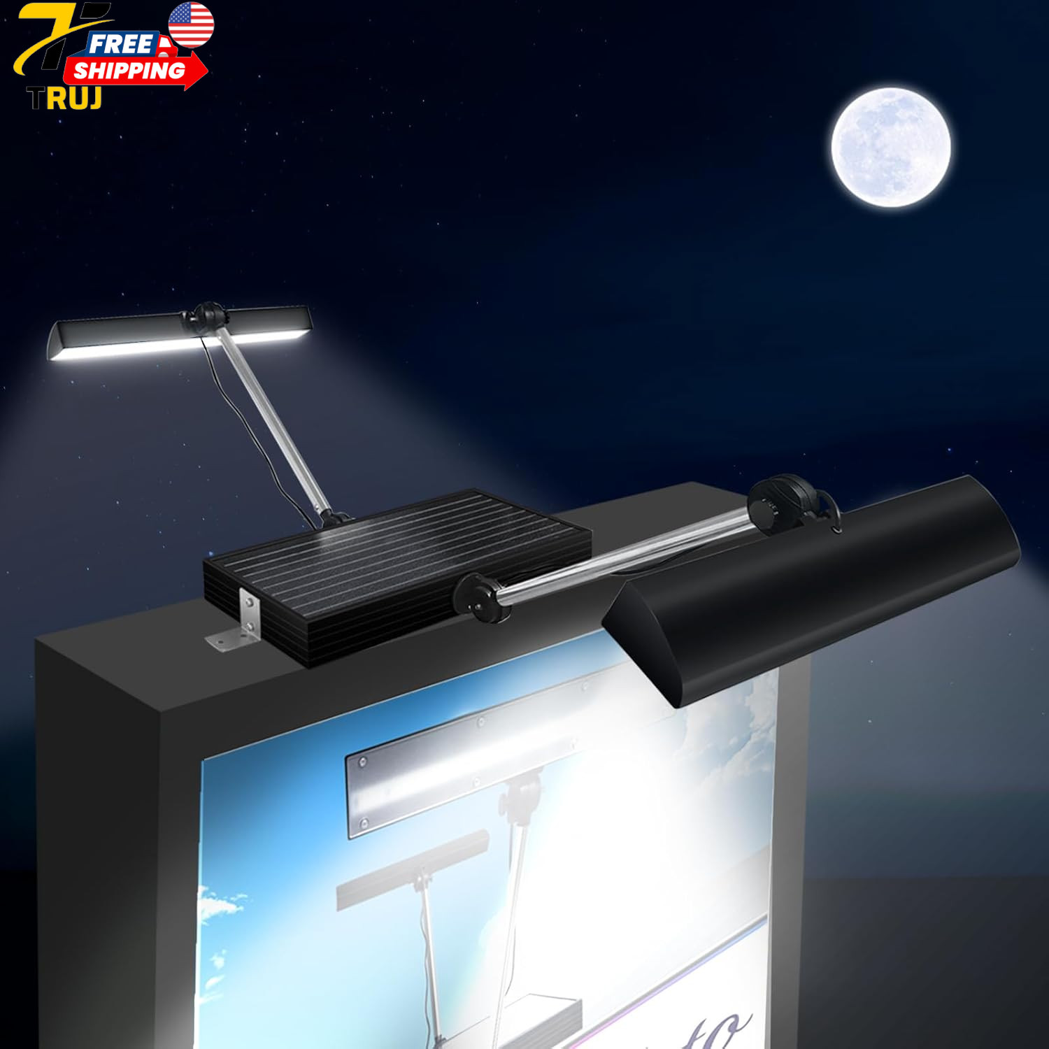 Solar Sign Lights Outdoor 420 Leds 8888 Lumen Billboard Lights 12000 Mah Solar
