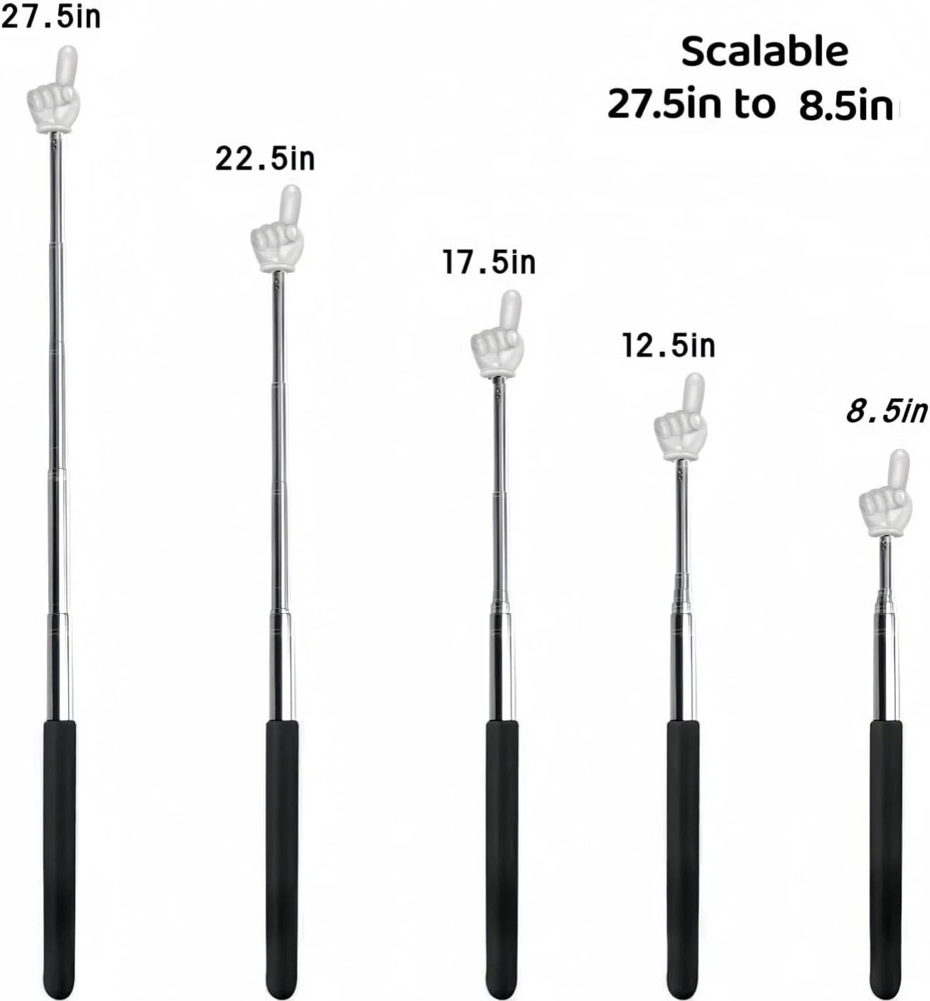 Retractable Teachers Classroom Hand Pointer, Extendable Pointer Finger Stick,...