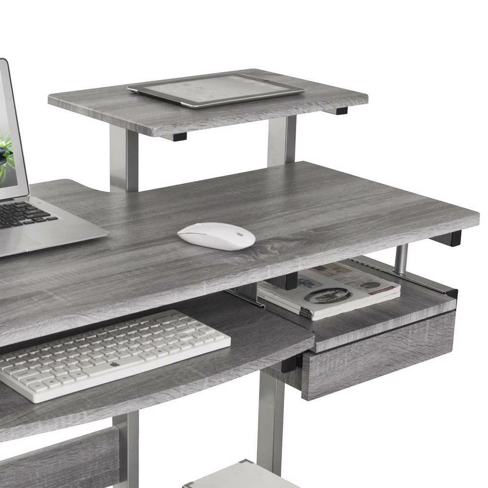 Complete Computer Workstation Desk. Color: Grey