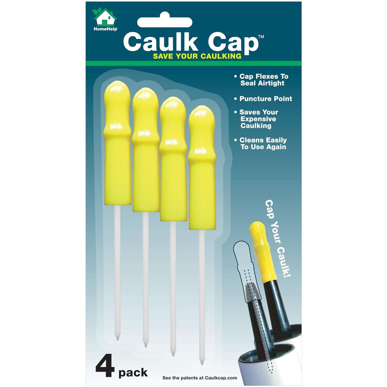 CCY-4, Reusable Caulk Caps Tube Sealers with Built-in Puncture Pin, 4...