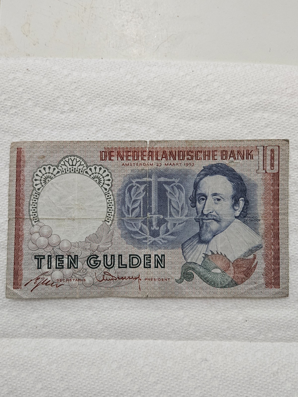 Netherlands 1953 10 Gulden Banknote VF